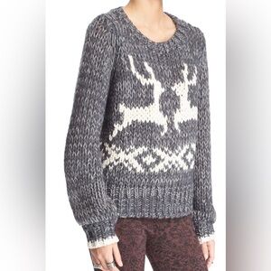 Free People Dancer and Prancer Wool Blend Chunky Knit Sweater | Grey | Size M